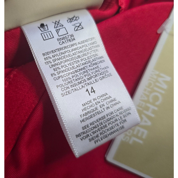 Michael Kors One Piece Swimsuit Women's 14 Red Cruise 2020 Crossover NWT - Picture 9 of 16